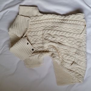 NWT Ralph Lauren Ivory Short Sleeve Cable Knit Cotton Sweater Dress Pockets